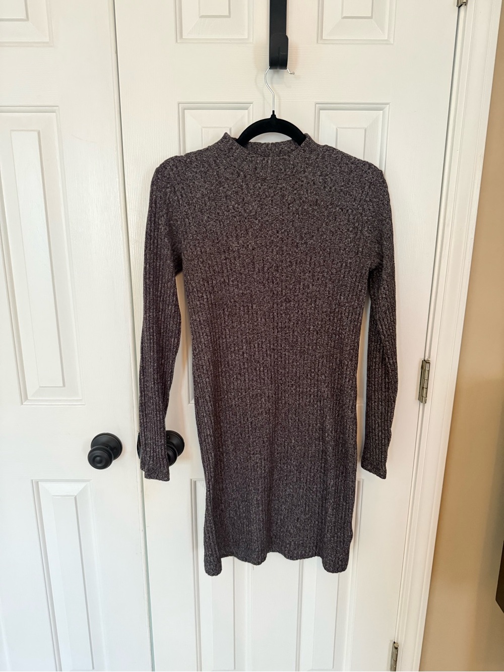 GAP Ribbed Knit Long Sleeve Dress - Charcoal Gray